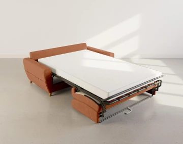 Canapé THIBAULT 3 places convertible express couchage quotidien 140 cm matelas 14 cm velours texturé | Best Mobilier