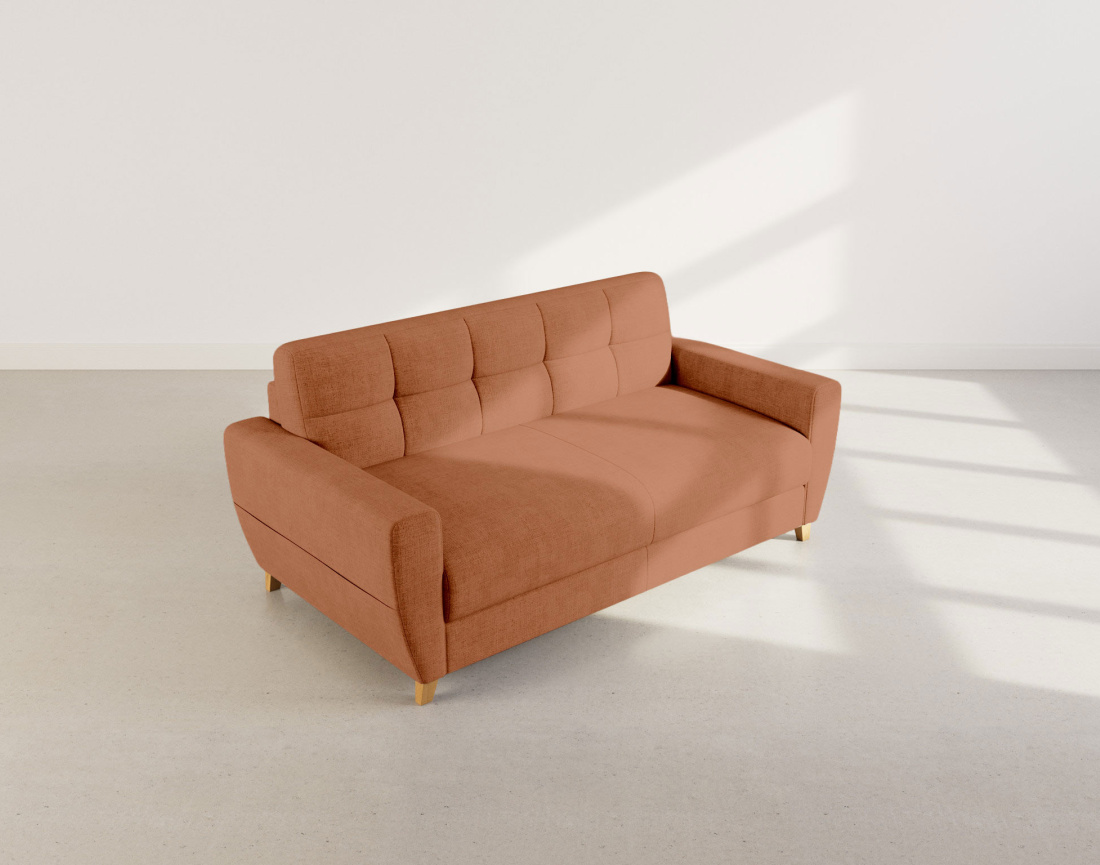Canapé THIBAULT 3 places convertible express couchage quotidien 140 cm matelas 14 cm velours texturé | Best Mobilier
