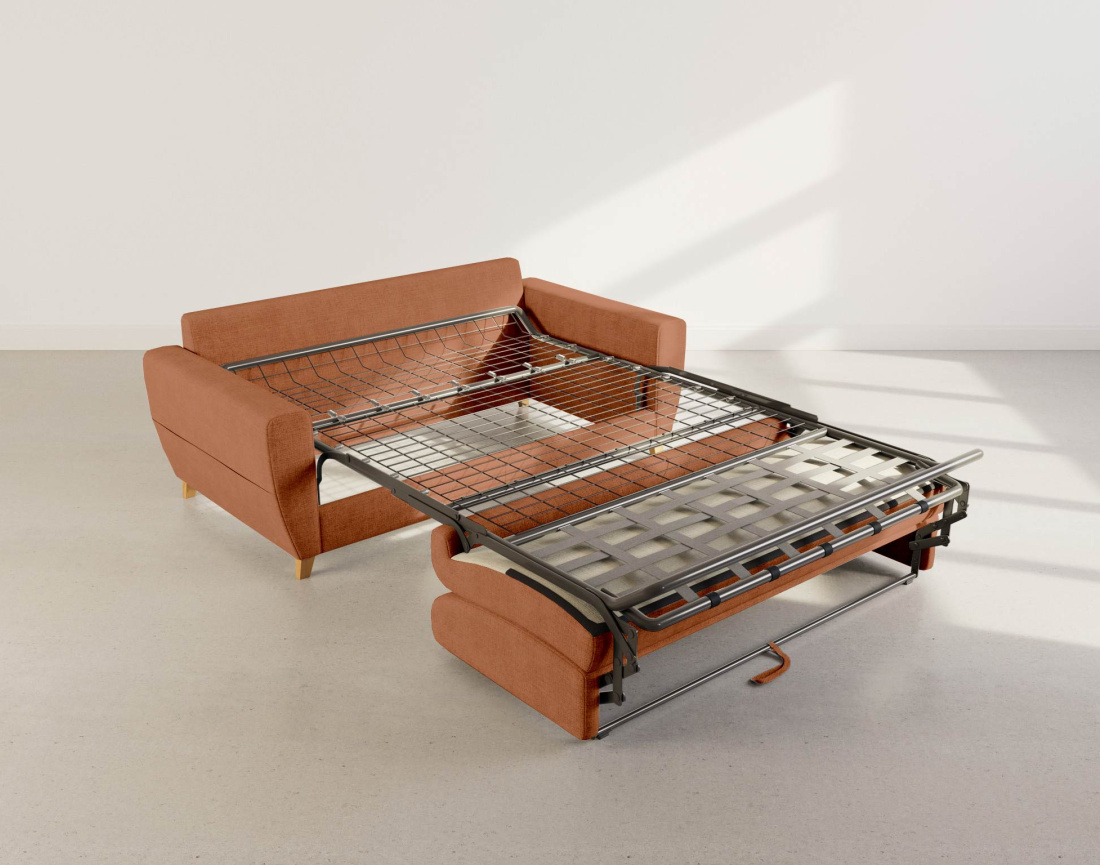 Canapé THIBAULT 3 places convertible express couchage quotidien 140 cm matelas 14 cm velours texturé | Best Mobilier