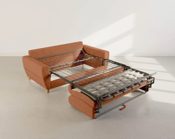 Canapé THIBAULT 3 places convertible express couchage quotidien 140 cm matelas 14 cm velours texturé | Best Mobilier