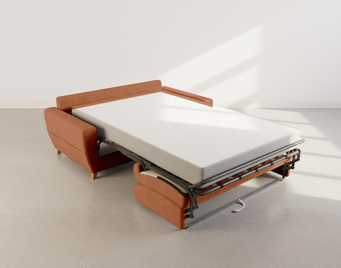Canapé THIBAULT 3 places convertible express couchage quotidien 140 cm matelas 18 cm velours texturé | Best Mobilier