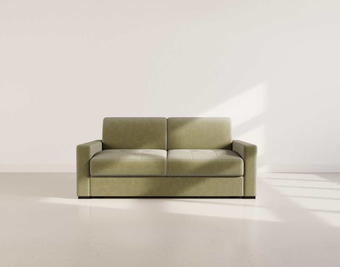 Canapé TRISTAN 3 places convertible express couchage quotidien 140 cm matelas 14 cm en velours côtelé | Best Mobilier