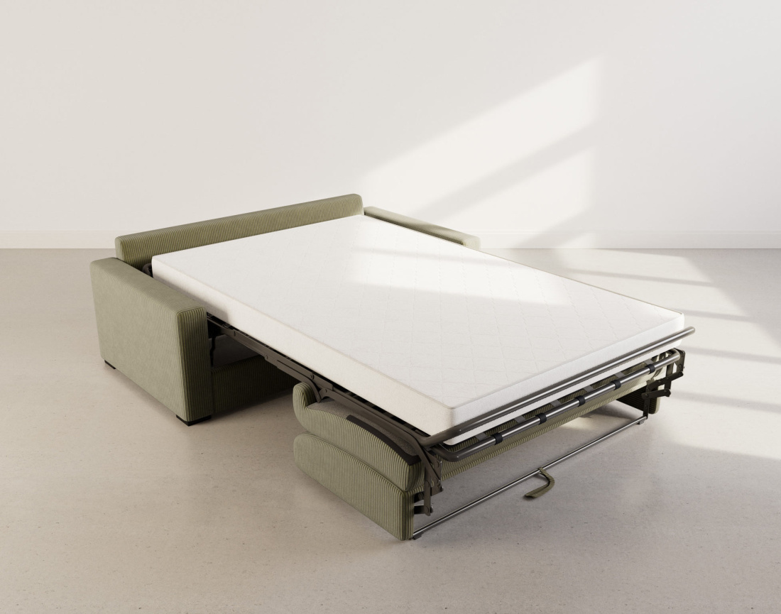 Canapé TRISTAN 3 places convertible express couchage quotidien 140 cm matelas 14 cm en velours côtelé | Best Mobilier