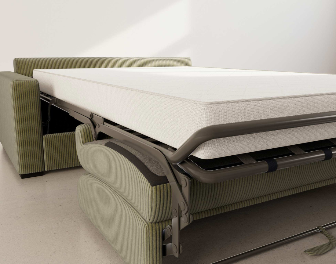 Canapé TRISTAN 3 places convertible express couchage quotidien 140 cm matelas 14 cm en velours côtelé | Best Mobilier