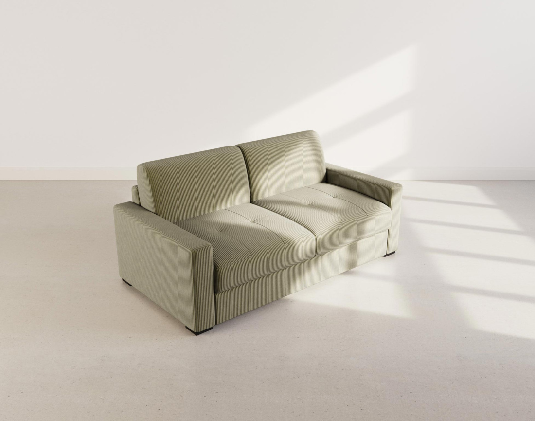 Canapé TRISTAN 3 places convertible express couchage quotidien 140 cm matelas 14 cm en velours côtelé | Best Mobilier
