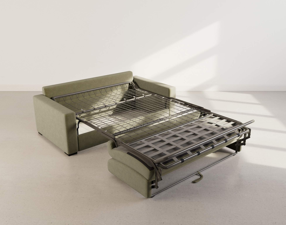 Canapé TRISTAN 3 places convertible express couchage quotidien 140 cm matelas 14 cm en velours côtelé | Best Mobilier