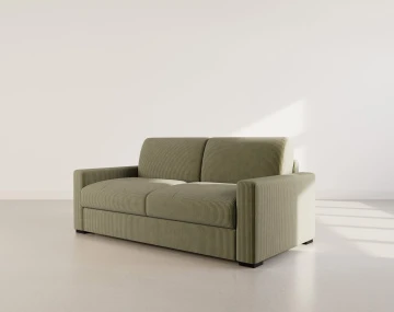 Canapé TRISTAN 3 places convertible express couchage quotidien 140 cm matelas 18 cm en velours côtelé