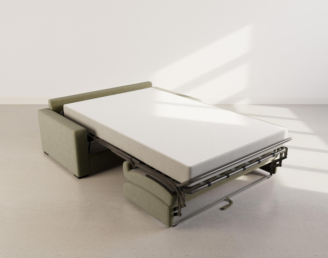 Canapé TRISTAN 3 places convertible express couchage quotidien 140 cm matelas 18 cm en velours côtelé