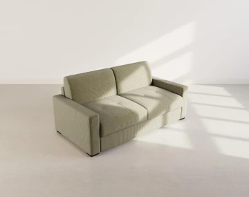 Canapé TRISTAN 3 places convertible express couchage quotidien 140 cm matelas 18 cm en velours côtelé