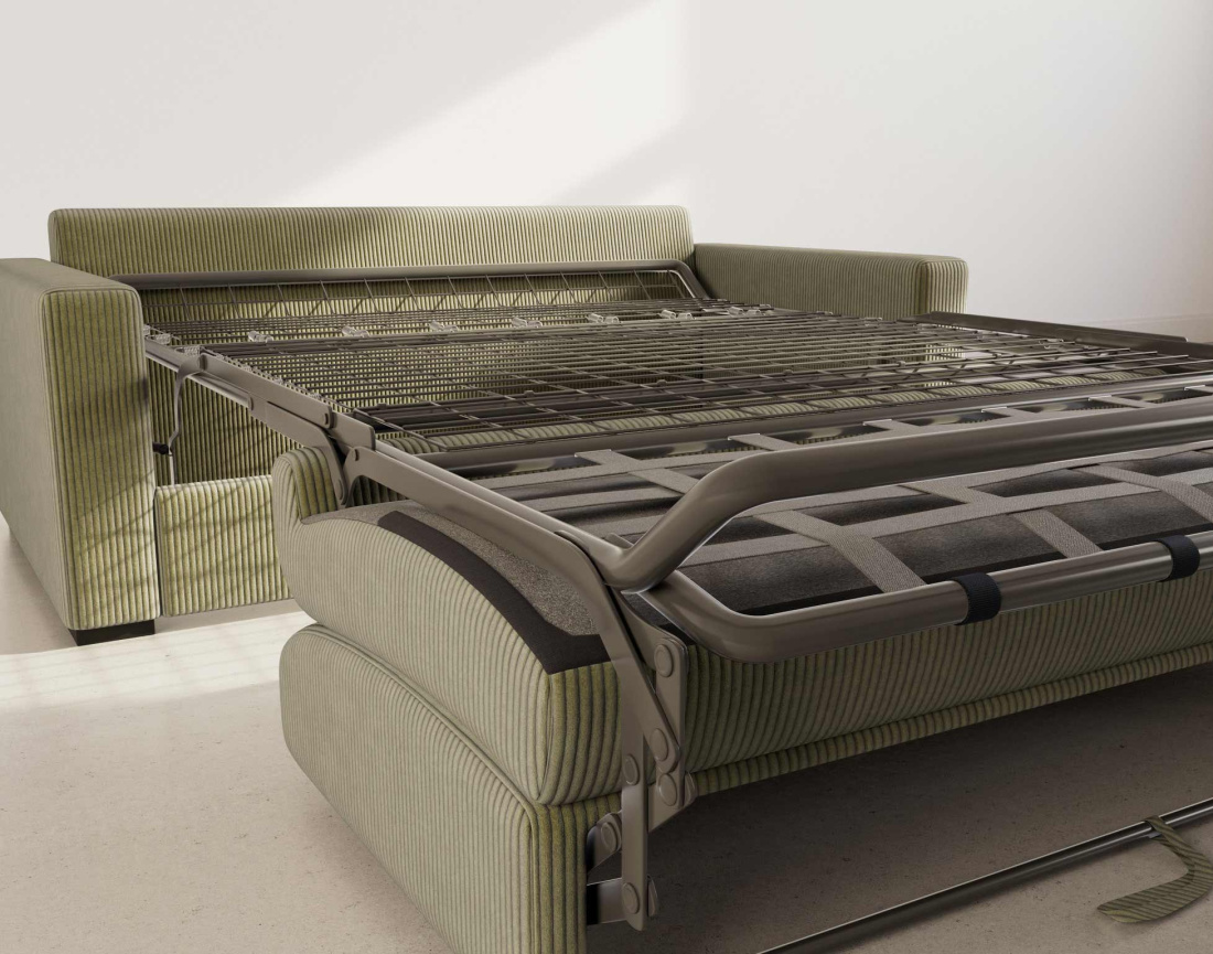 Canapé TRISTAN 3 places convertible express couchage quotidien 140 cm matelas 18 cm en velours côtelé