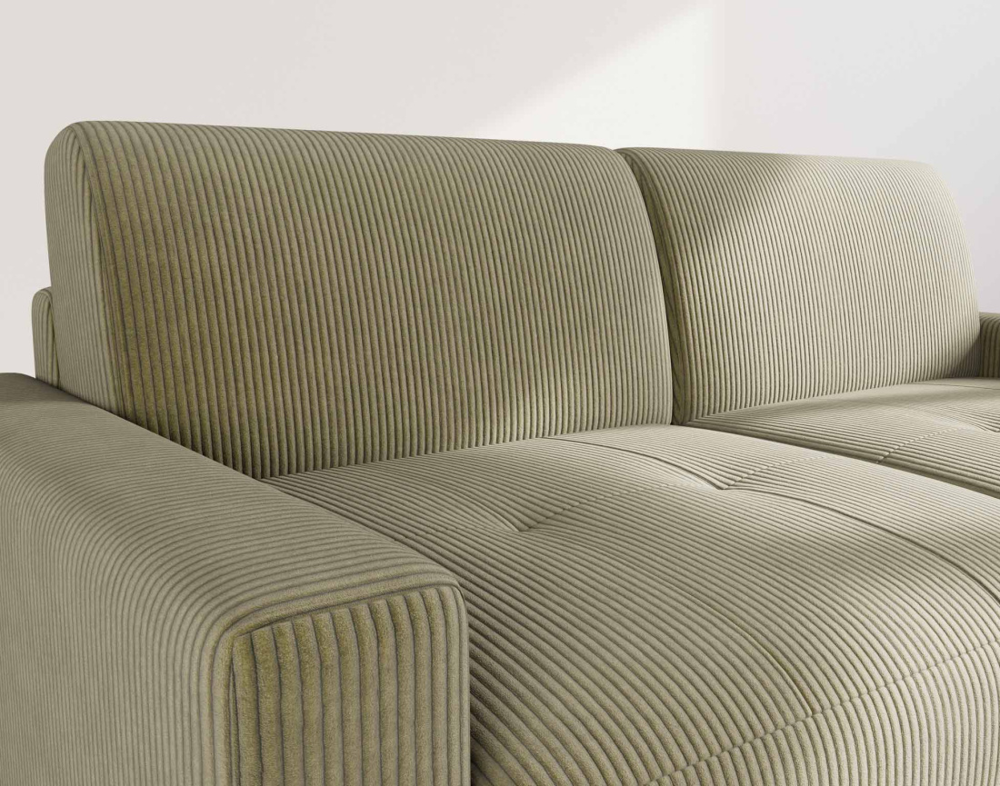 Canapé TRISTAN 3 places convertible express couchage quotidien 140 cm matelas 18 cm en velours côtelé