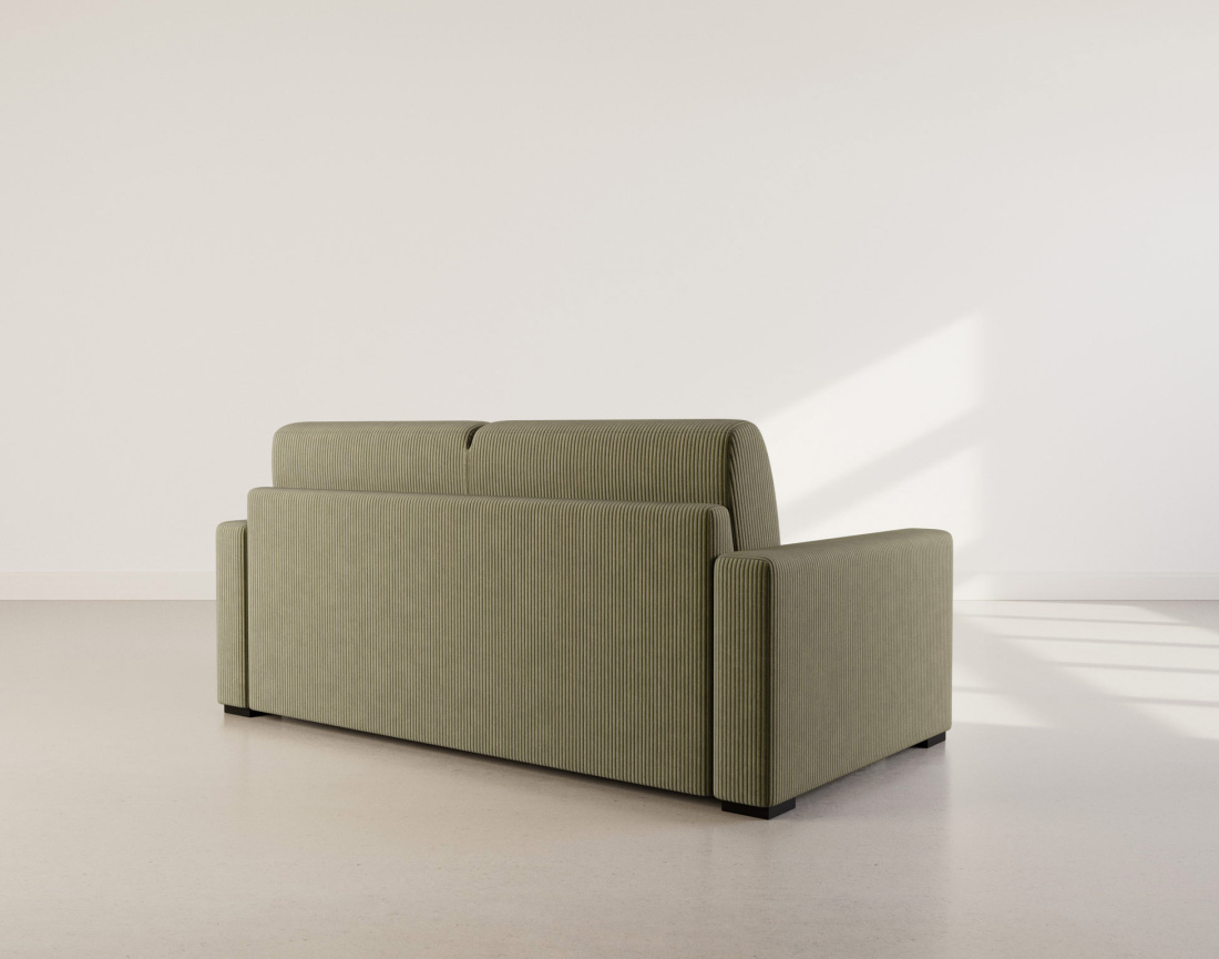 Canapé TRISTAN 3 places convertible express couchage quotidien 140 cm matelas 18 cm en velours côtelé