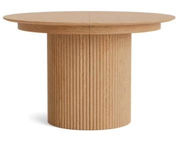 Table à manger ronde extensible avec 2 coffres de rangement effet bois 4 à 8 personnes Freya