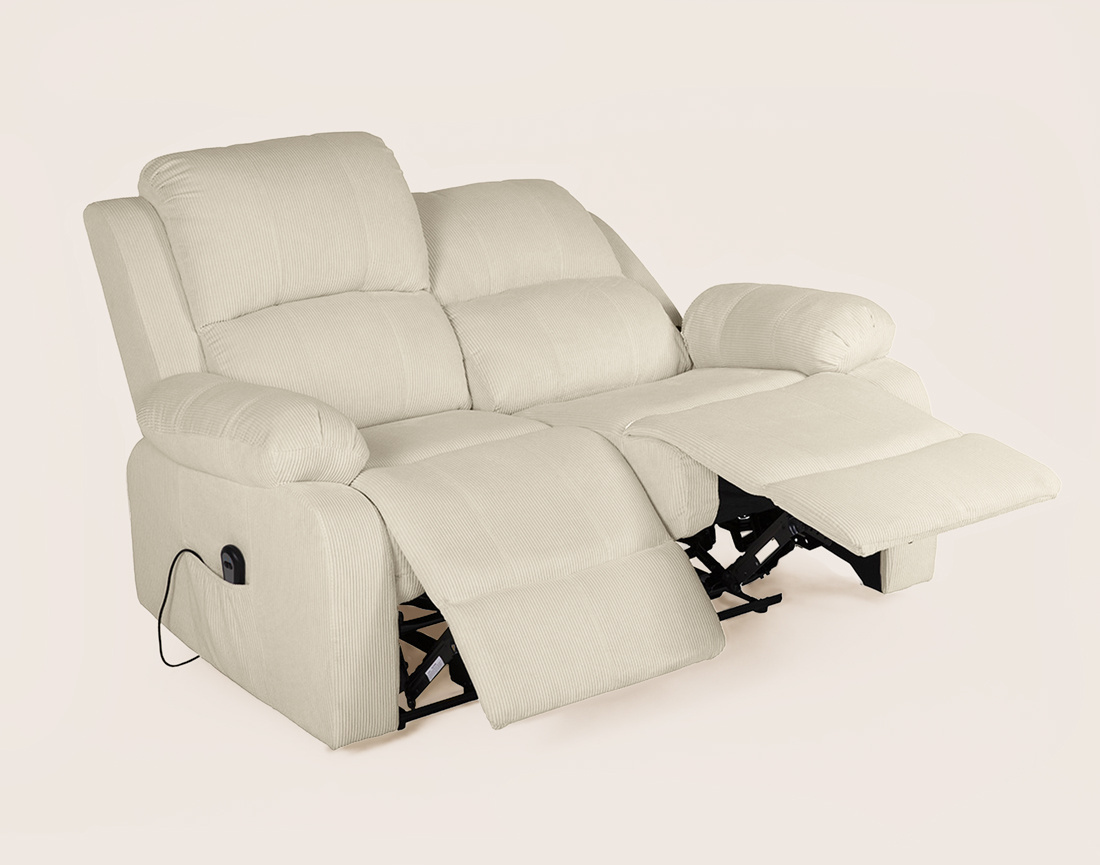 Canapé ARMAND 2 places relax électrique en velours côtelé | Best Mobilier