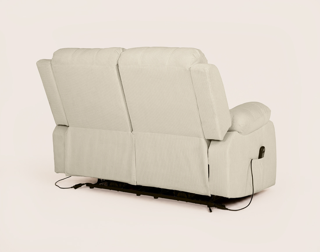 Canapé ARMAND 2 places relax électrique en velours côtelé | Best Mobilier