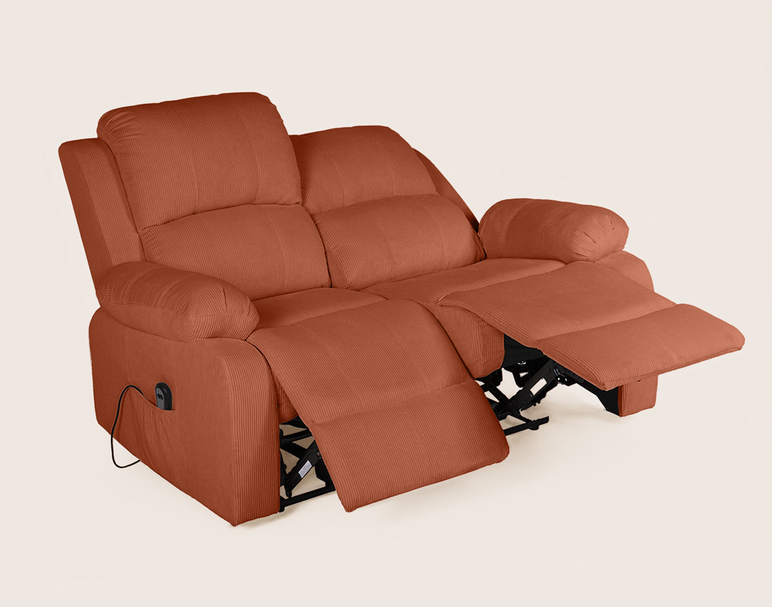 Canapé ARMAND 2 places relax électrique en velours côtelé | Best Mobilier