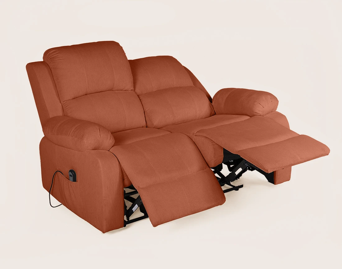 Canapé ARMAND 2 places relax électrique en velours côtelé | Best Mobilier