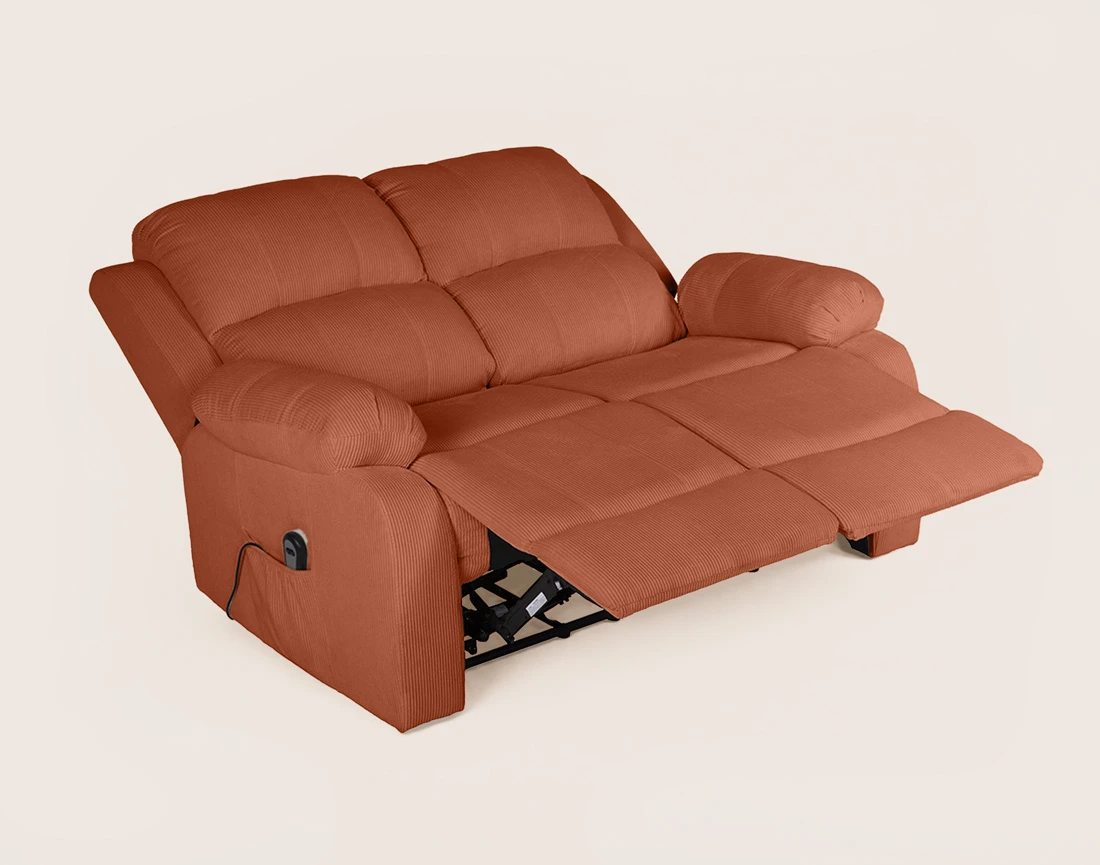 Canapé ARMAND 2 places relax électrique en velours côtelé | Best Mobilier