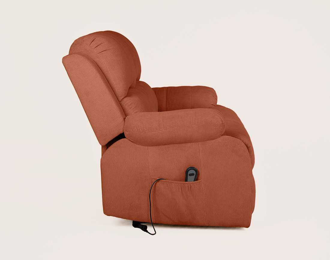 Canapé ARMAND 2 places relax électrique en velours côtelé | Best Mobilier