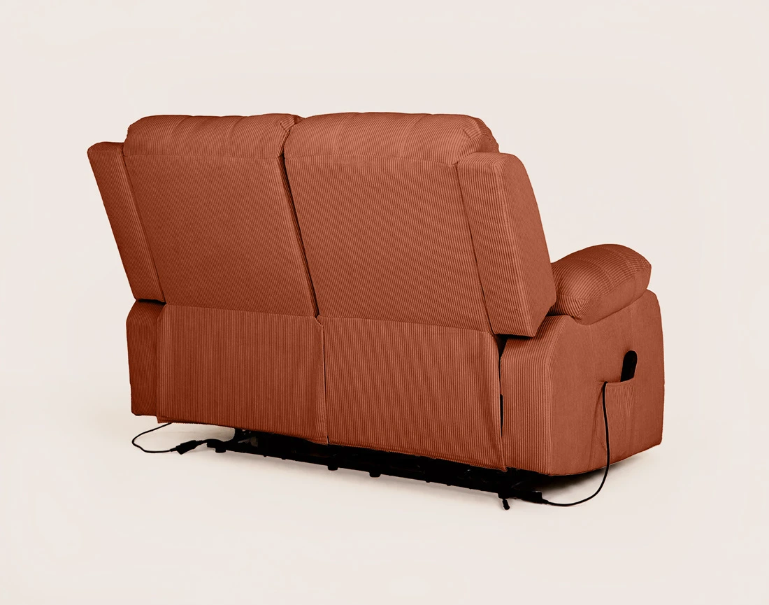 Canapé ARMAND 2 places relax électrique en velours côtelé | Best Mobilier