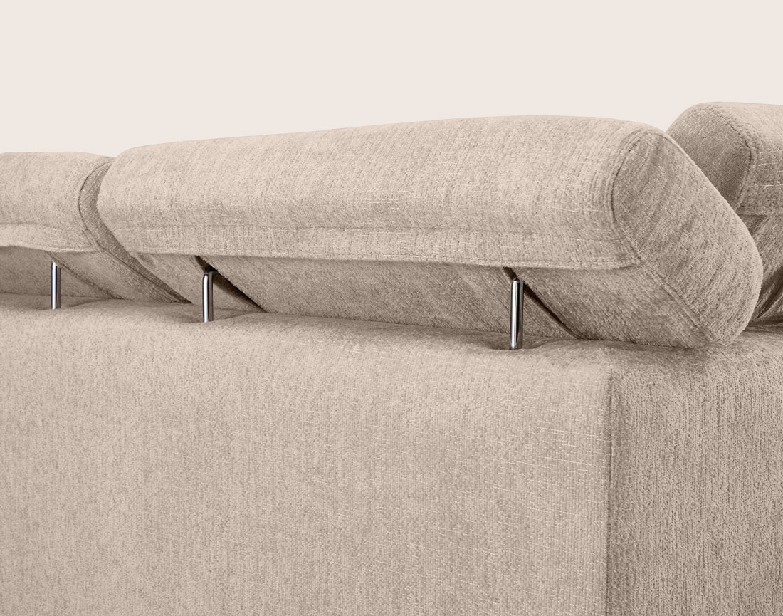 Canapé MARGAUX d'angle droit 5 places convertible avec coffre et têtières réglables en velours texturé | Best Mobilier