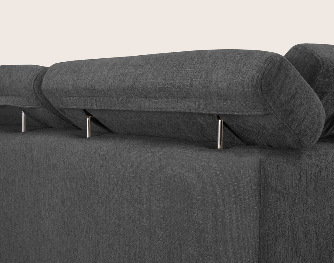 Canapé MARGAUX d'angle droit 5 places convertible avec coffre et têtières réglables en velours texturé | Best Mobilier