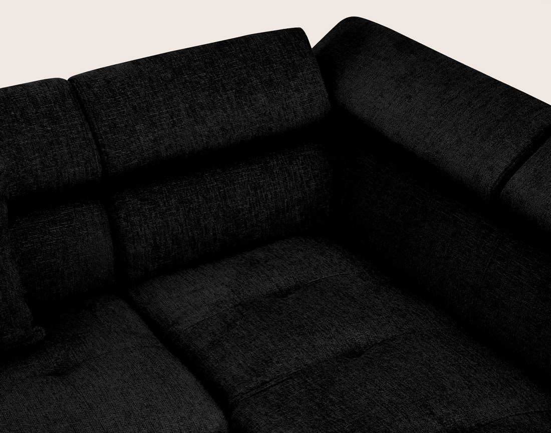 Canapé MARGAUX d'angle droit 5 places convertible avec coffre et têtières réglables en velours texturé | Best Mobilier