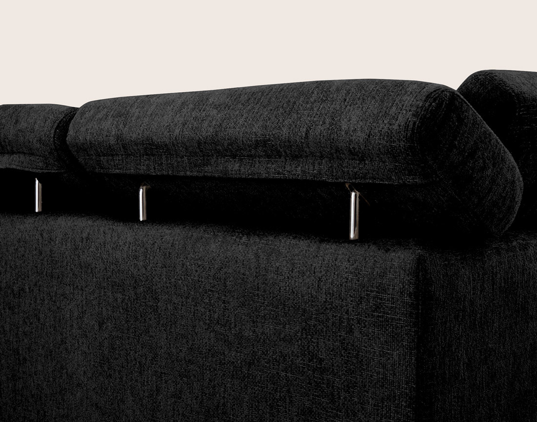 Canapé MARGAUX d'angle droit 5 places convertible avec coffre et têtières réglables en velours texturé | Best Mobilier