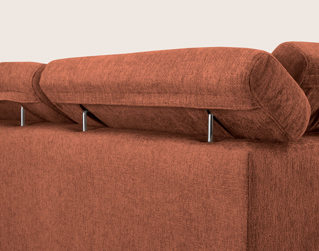 Canapé MARGAUX d'angle droit 5 places convertible avec coffre et têtières réglables en velours texturé | Best Mobilier