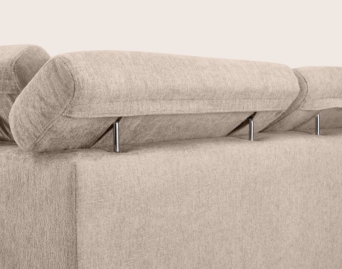 Canapé MARGAUX d'angle gauche 5 places convertible avec coffre et têtières réglables en velours texturé | Best Mobilier