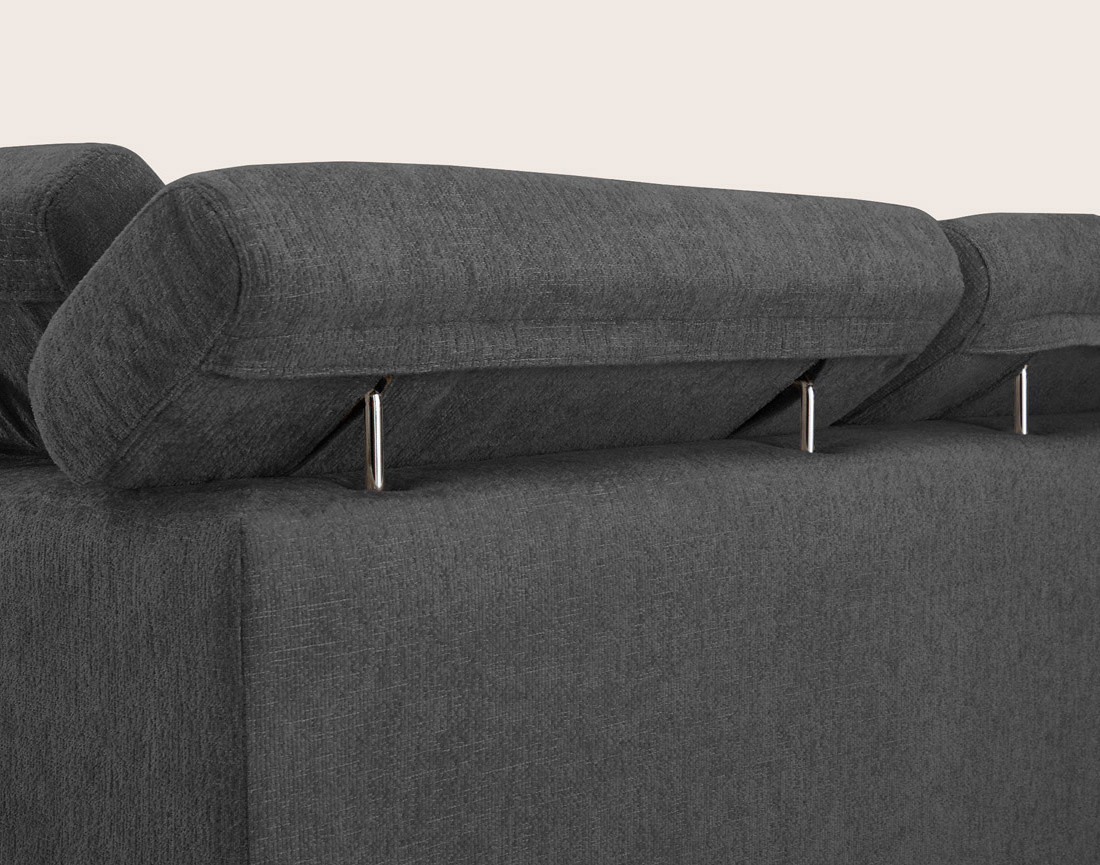 Canapé MARGAUX d'angle gauche 5 places convertible avec coffre et têtières réglables en velours texturé | Best Mobilier