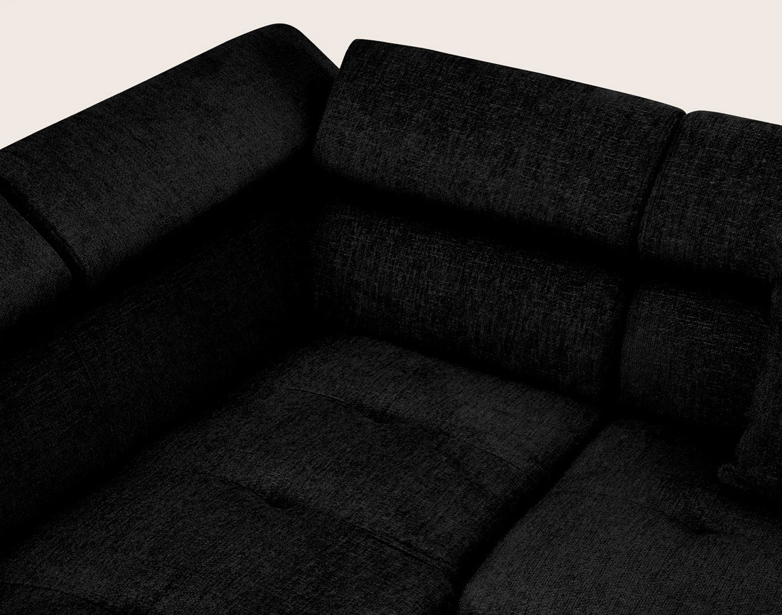 Canapé MARGAUX d'angle gauche 5 places convertible avec coffre et têtières réglables en velours texturé | Best Mobilier