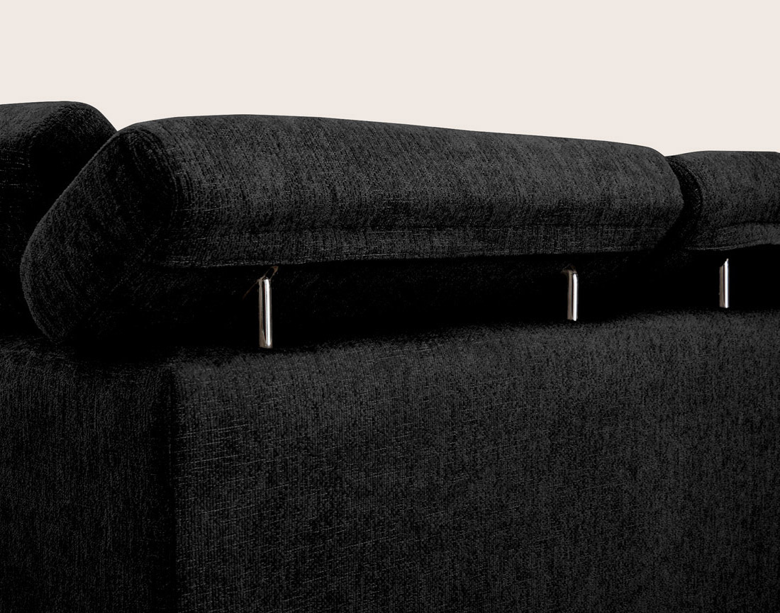 Canapé MARGAUX d'angle gauche 5 places convertible avec coffre et têtières réglables en velours texturé | Best Mobilier