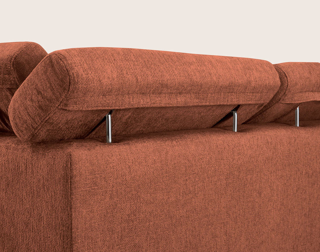 Canapé MARGAUX d'angle gauche 5 places convertible avec coffre et têtières réglables en velours texturé | Best Mobilier