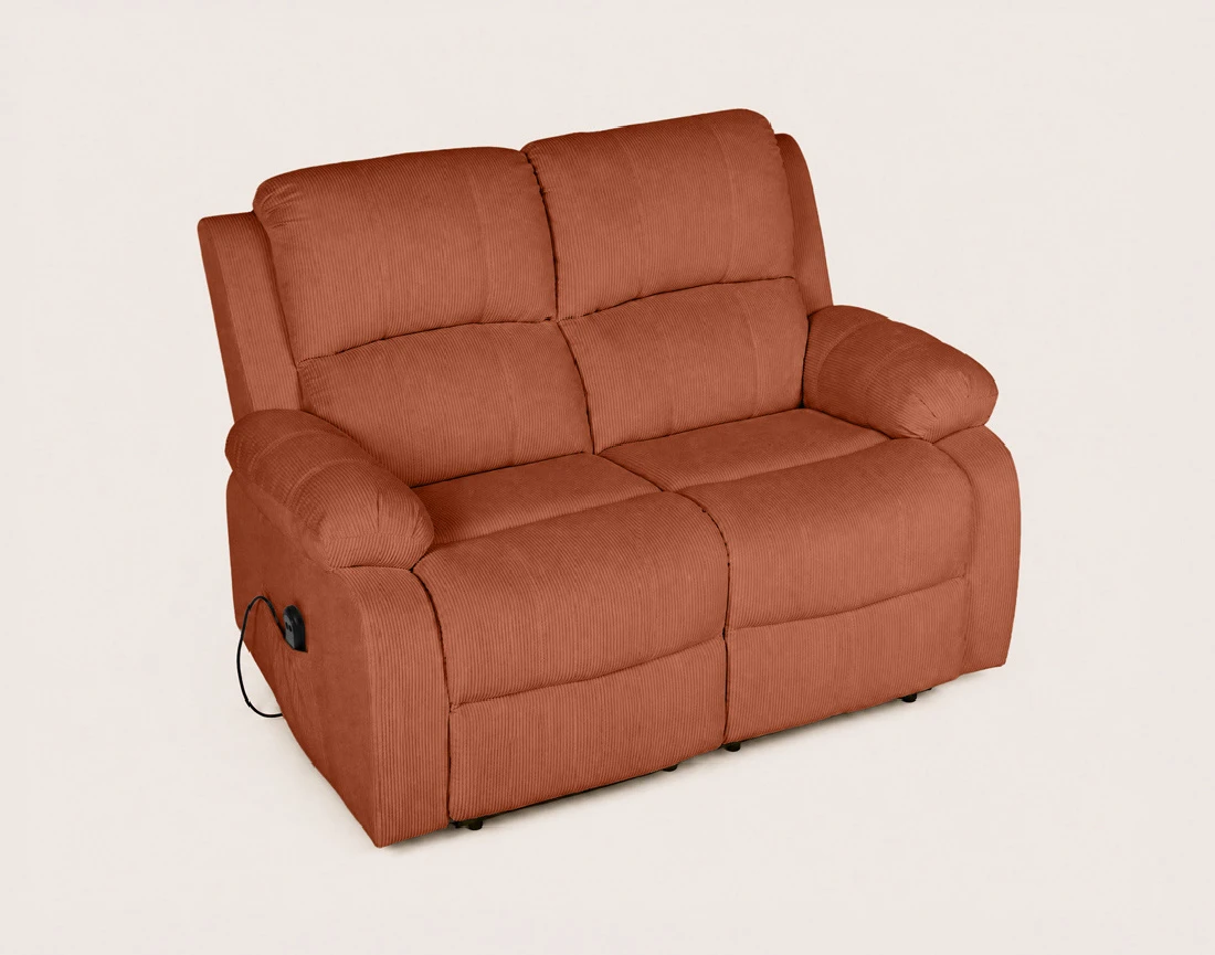 Canapé ARMAND 2 places relax électrique en velours côtelé | Best Mobilier