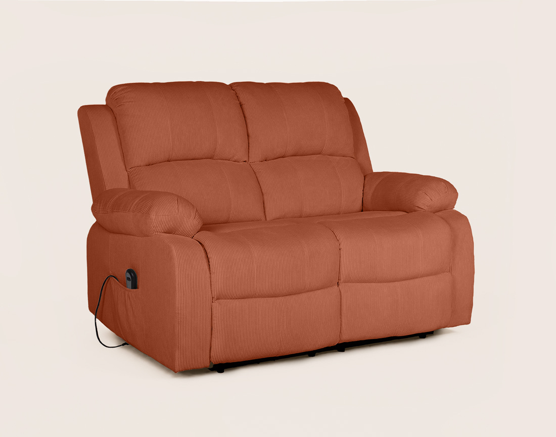 Canapé ARMAND 2 places relax électrique en velours côtelé | Best Mobilier