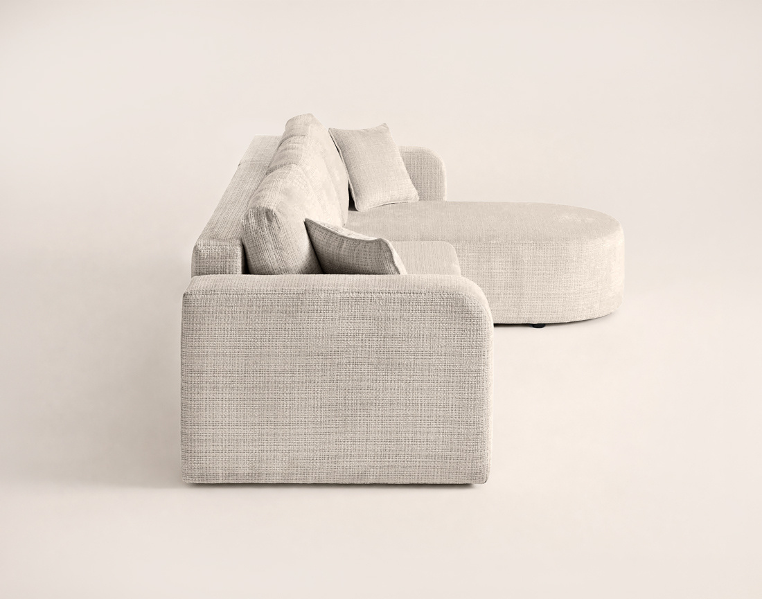 Canapé MIRO d'angle réversible 4 places convertible avec coffre en velours texturé | Best Mobilier