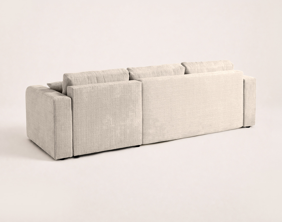 Canapé MIRO d'angle réversible 4 places convertible avec coffre en velours texturé | Best Mobilier