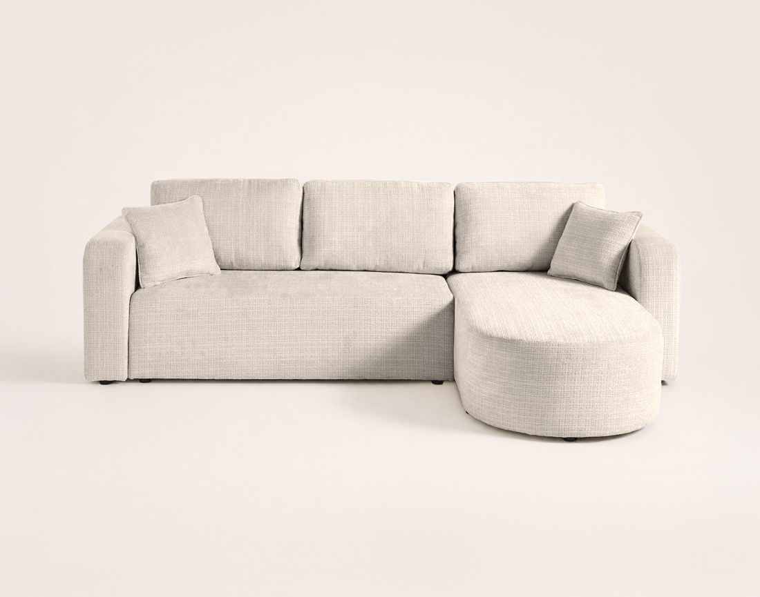Canapé MIRO d'angle réversible 4 places convertible avec coffre en velours texturé | Best Mobilier