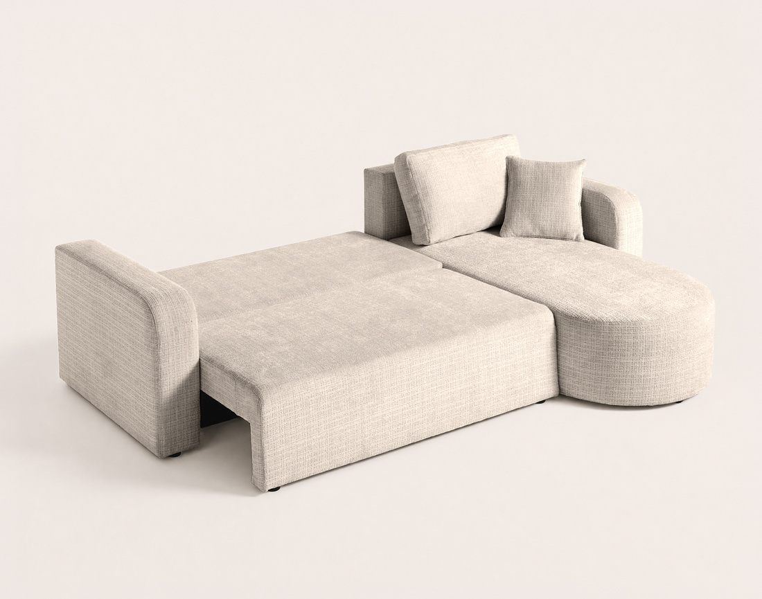 Canapé MIRO d'angle réversible 4 places convertible avec coffre en velours texturé | Best Mobilier