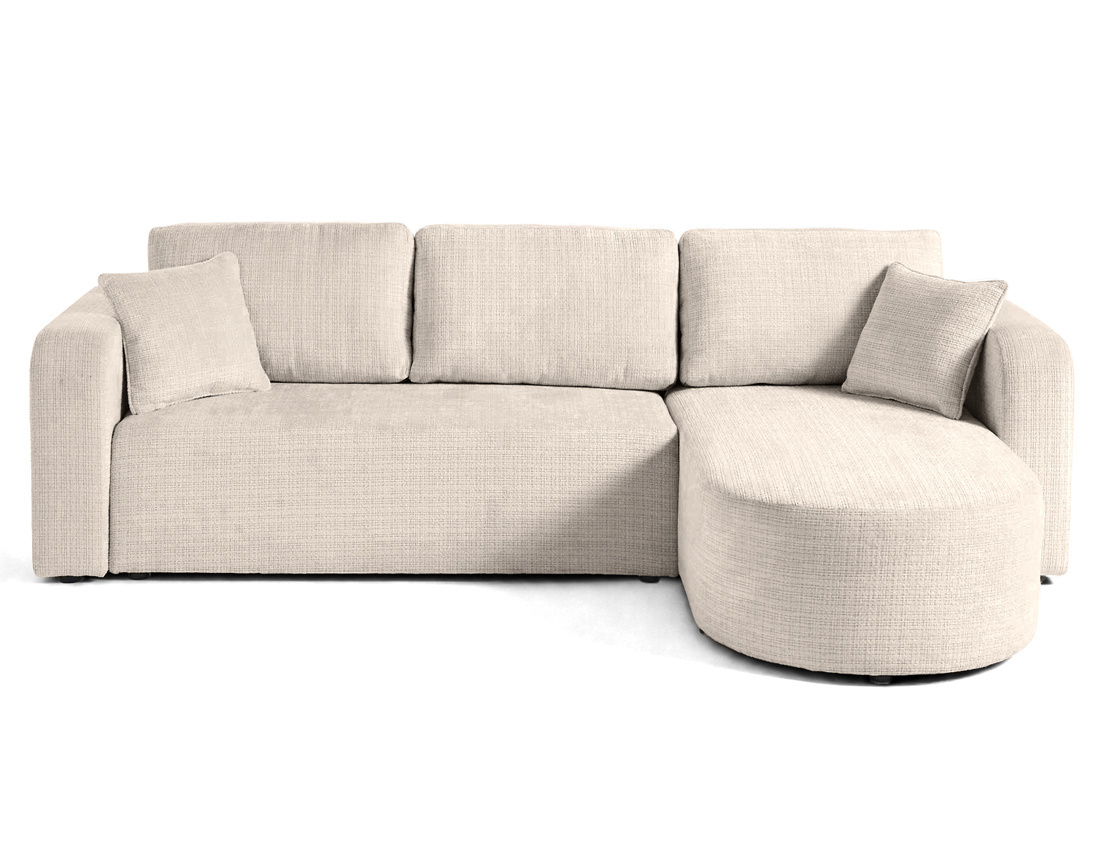Canapé MIRO d'angle réversible 4 places convertible avec coffre en velours texturé | Best Mobilier