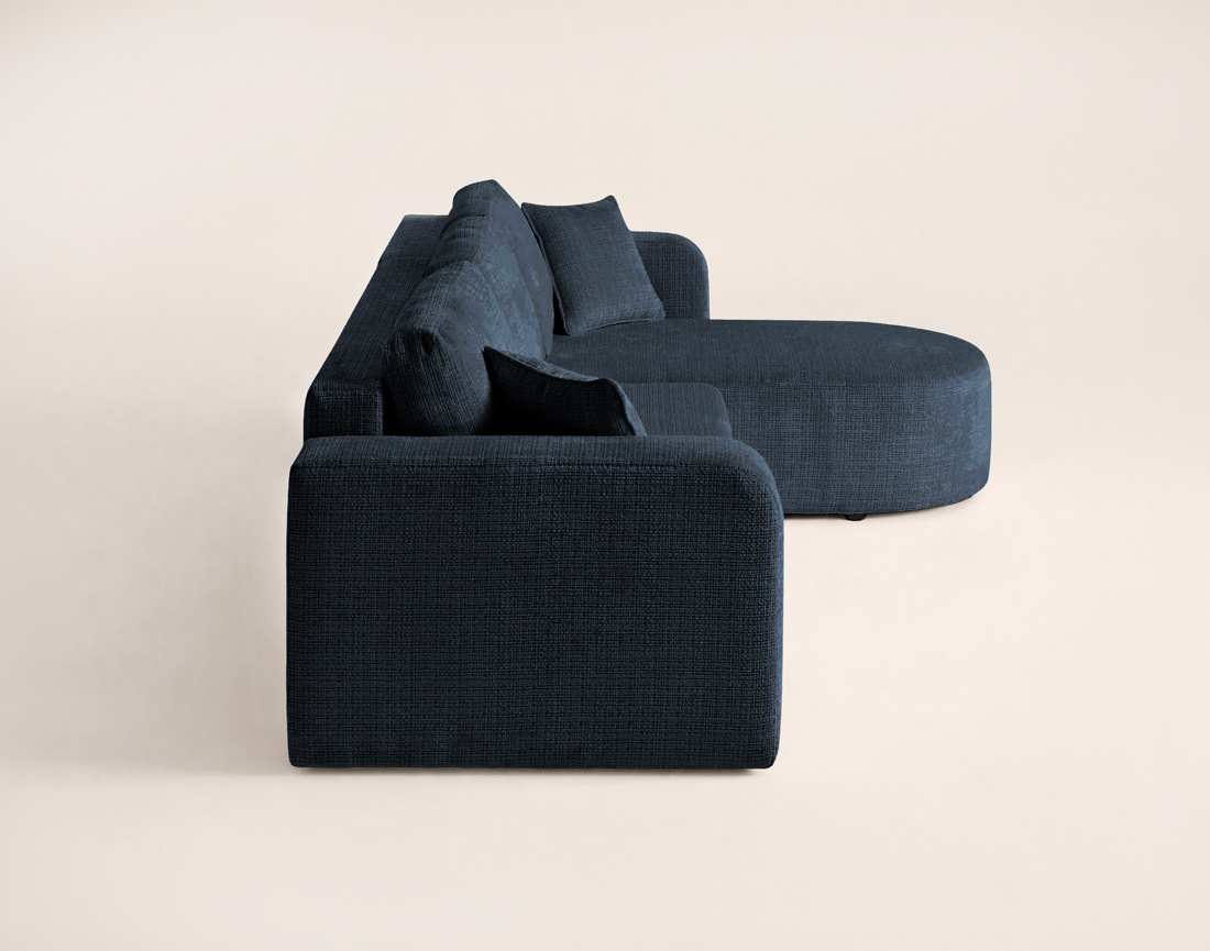 Canapé MIRO d'angle réversible 4 places convertible avec coffre en velours texturé | Best Mobilier
