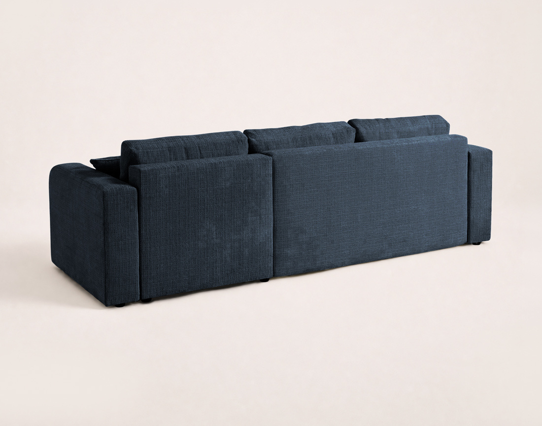 Canapé MIRO d'angle réversible 4 places convertible avec coffre en velours texturé | Best Mobilier
