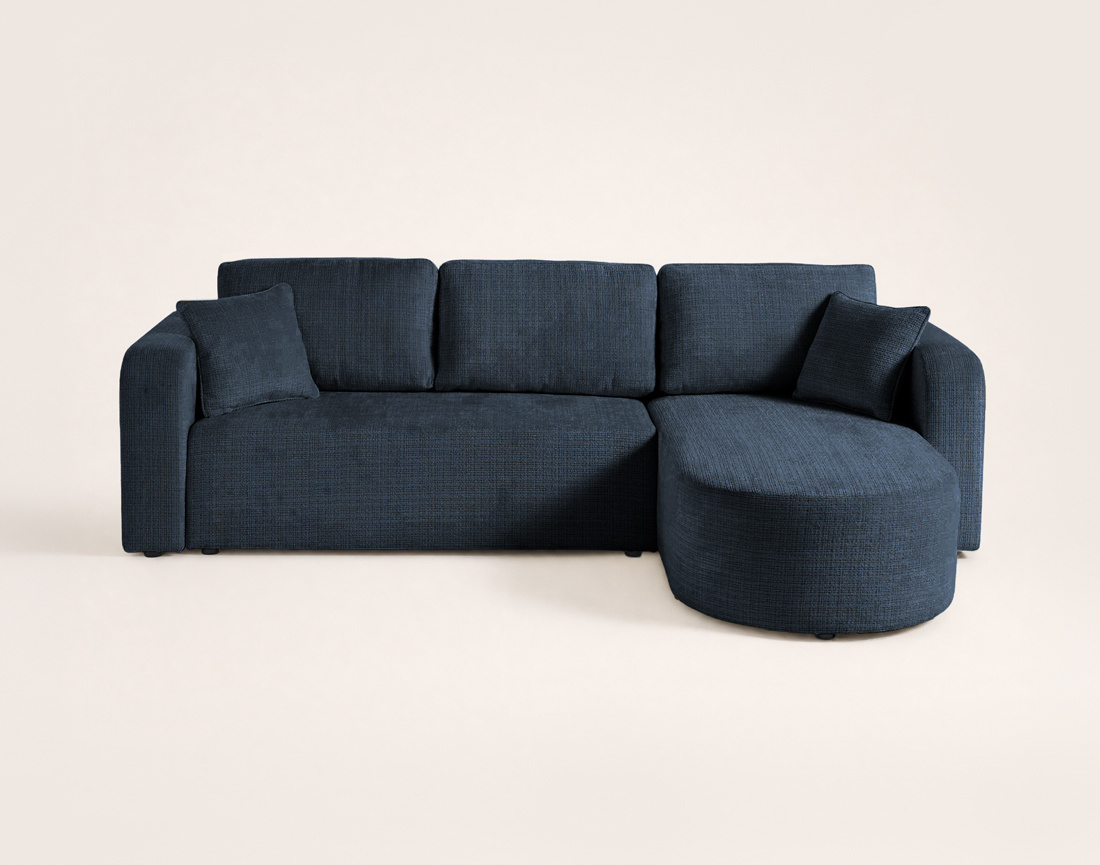 Canapé MIRO d'angle réversible 4 places convertible avec coffre en velours texturé | Best Mobilier