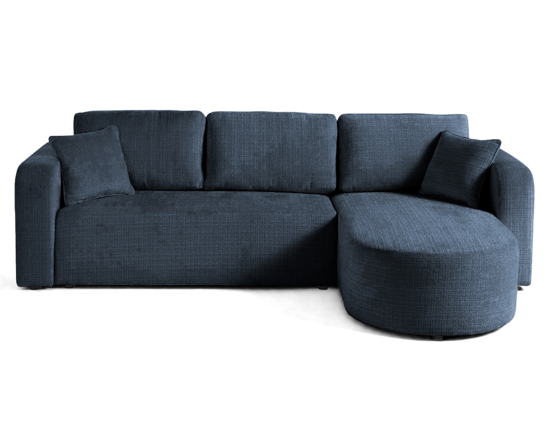 Canapé MIRO d'angle réversible 4 places convertible avec coffre en velours texturé | Best Mobilier