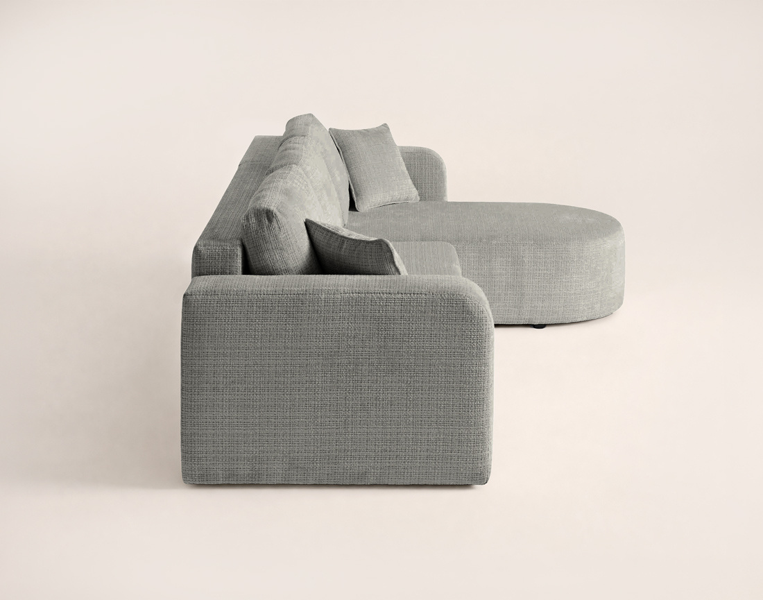 Canapé MIRO d'angle réversible 4 places convertible avec coffre en velours texturé | Best Mobilier