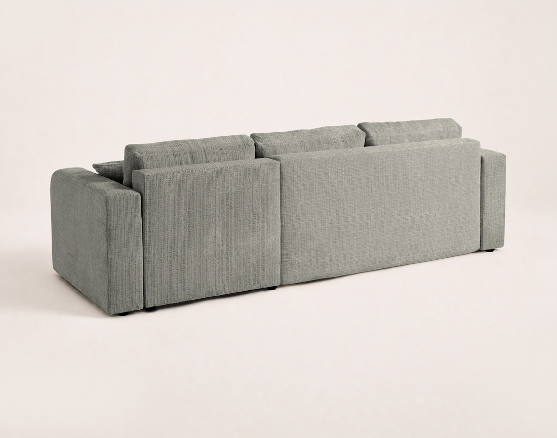 Canapé MIRO d'angle réversible 4 places convertible avec coffre en velours texturé | Best Mobilier