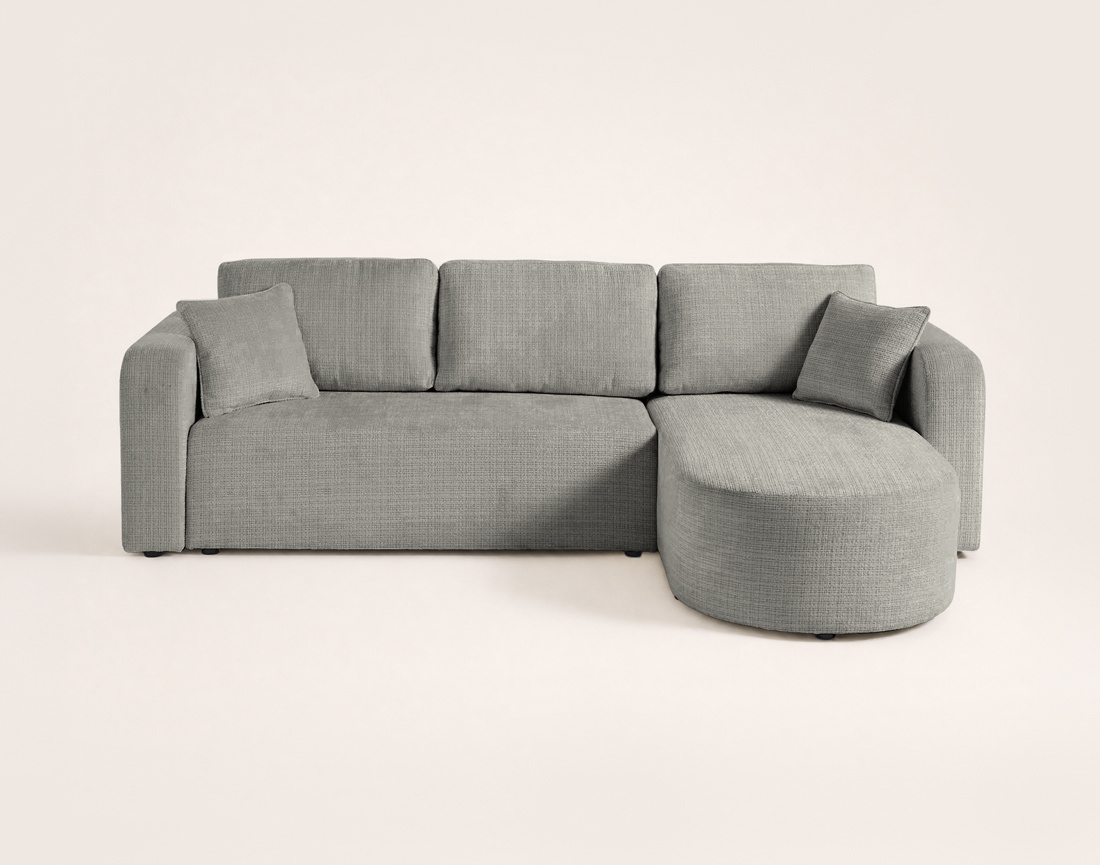 Canapé MIRO d'angle réversible 4 places convertible avec coffre en velours texturé | Best Mobilier