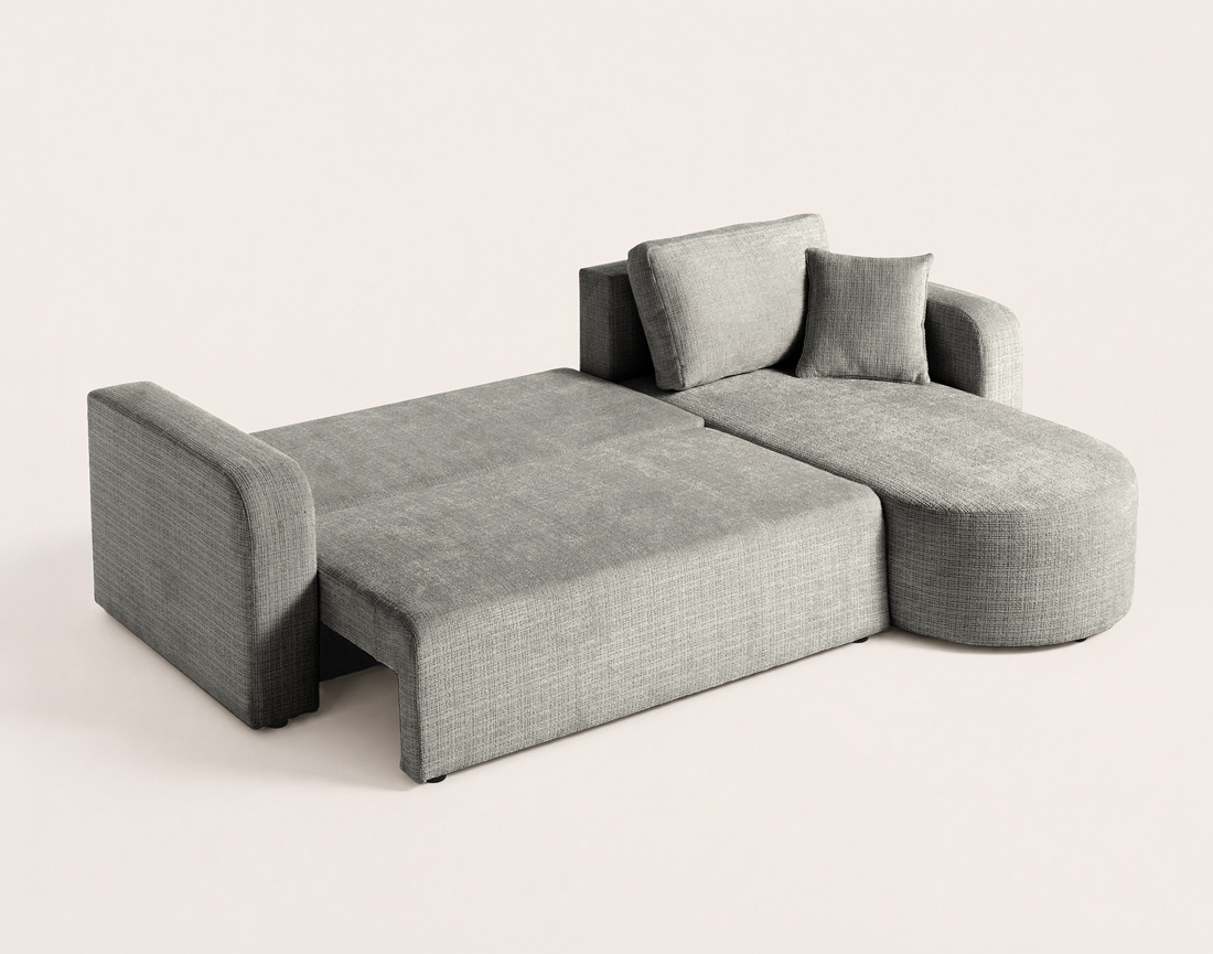 Canapé MIRO d'angle réversible 4 places convertible avec coffre en velours texturé | Best Mobilier