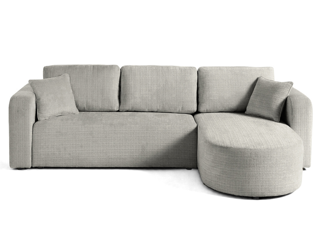 Canapé MIRO d'angle réversible 4 places convertible avec coffre en velours texturé | Best Mobilier